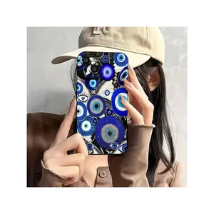 Evil Eye Charm Necklace Element-Design Phone Case, Suitable For IPhone17/IPhone17 Air/IPhone17 Pro/IPhone17 Pro Max/16 Pro Max/15 Pro Max/14 Pro Max/13 Pro Max/12 Pro Max, Made Of TPU Silicone Material, Providing Shock And Drop Protection