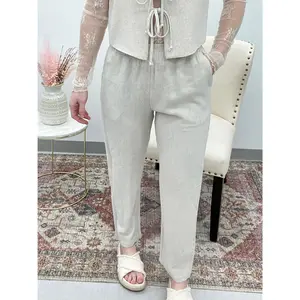 Off To Bali Linen Pants Oatmeal - Comfortable Fit, Versatile Style, Ideal for Travel and Everyday Wear