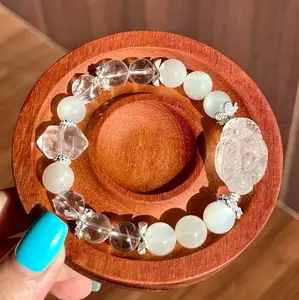 White Moonstone & Faceted Clear Quartz (CU04)