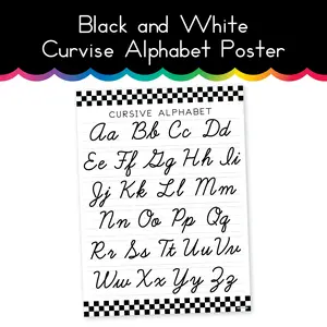 Black and White  | Cursive Alphabet | Home Learning Poster