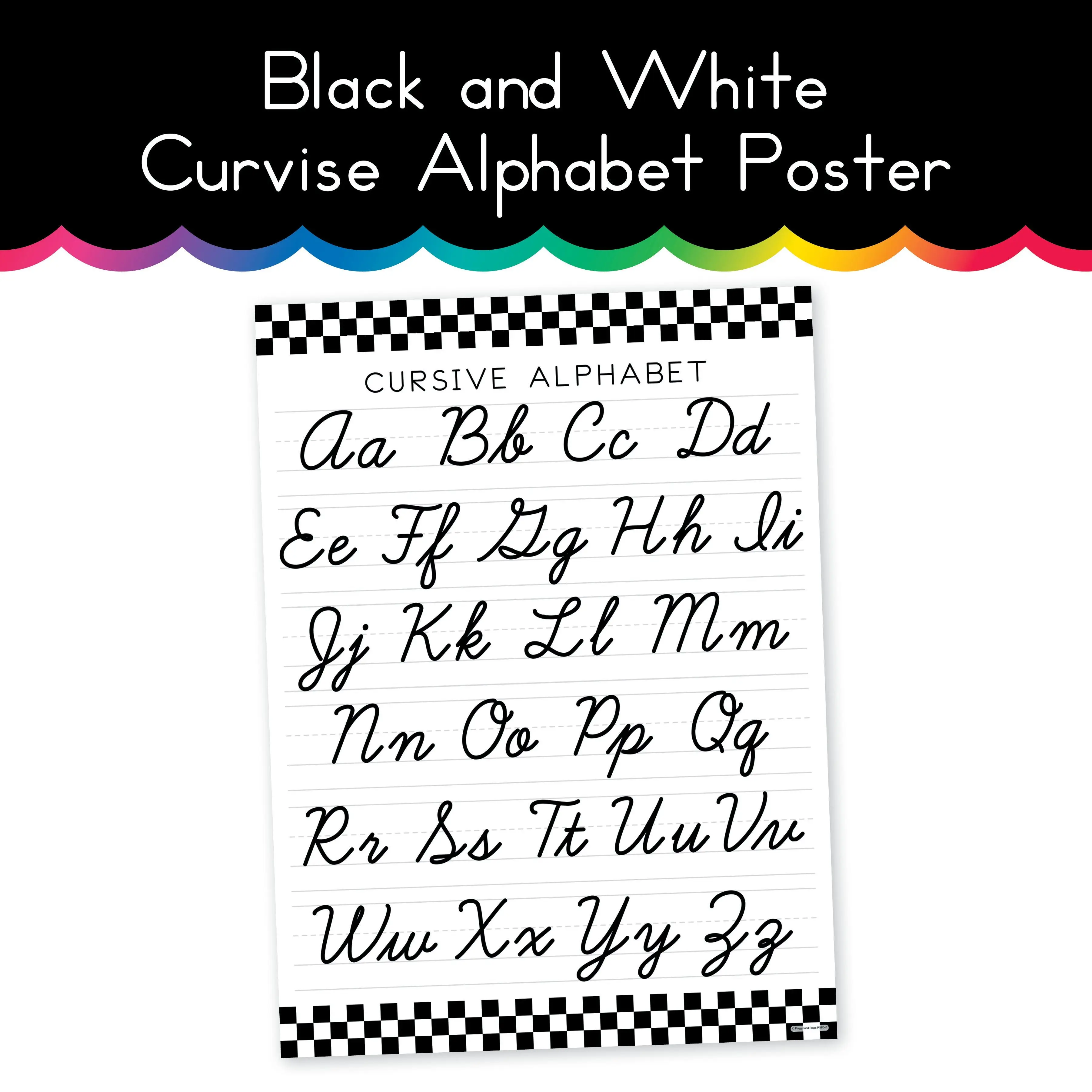 Black and White  | Cursive Alphabet | Home Learning Poster