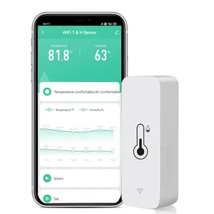 WiFi Temperature Humidity Sensor: Temperature Humidity Monitor with App, Free Data Export, Indoor Thermometer Hygrometer Compatible with Alexa Assistant (1-Pack)