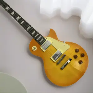 Orange Yellow Gradient lp Guitar, Rosewood Fretboard, Cream Pickguard