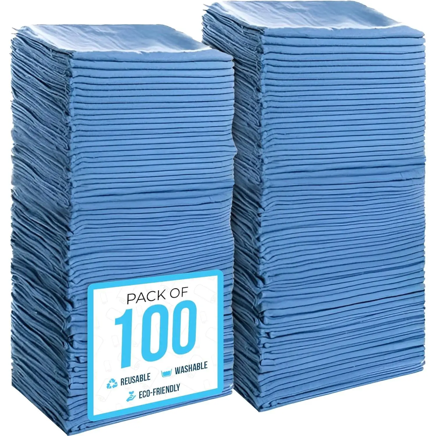 Cotton Cleaning Shop Towels, 14"x12", Blue, 100 Pack, Ideal for Home Care Gift