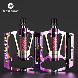 WEST BIKING 3 Bearings MTB Road Bike Pedals Ultralight Aluminum Alloy Electroplating Colorful Folding MTB Bike Pedal