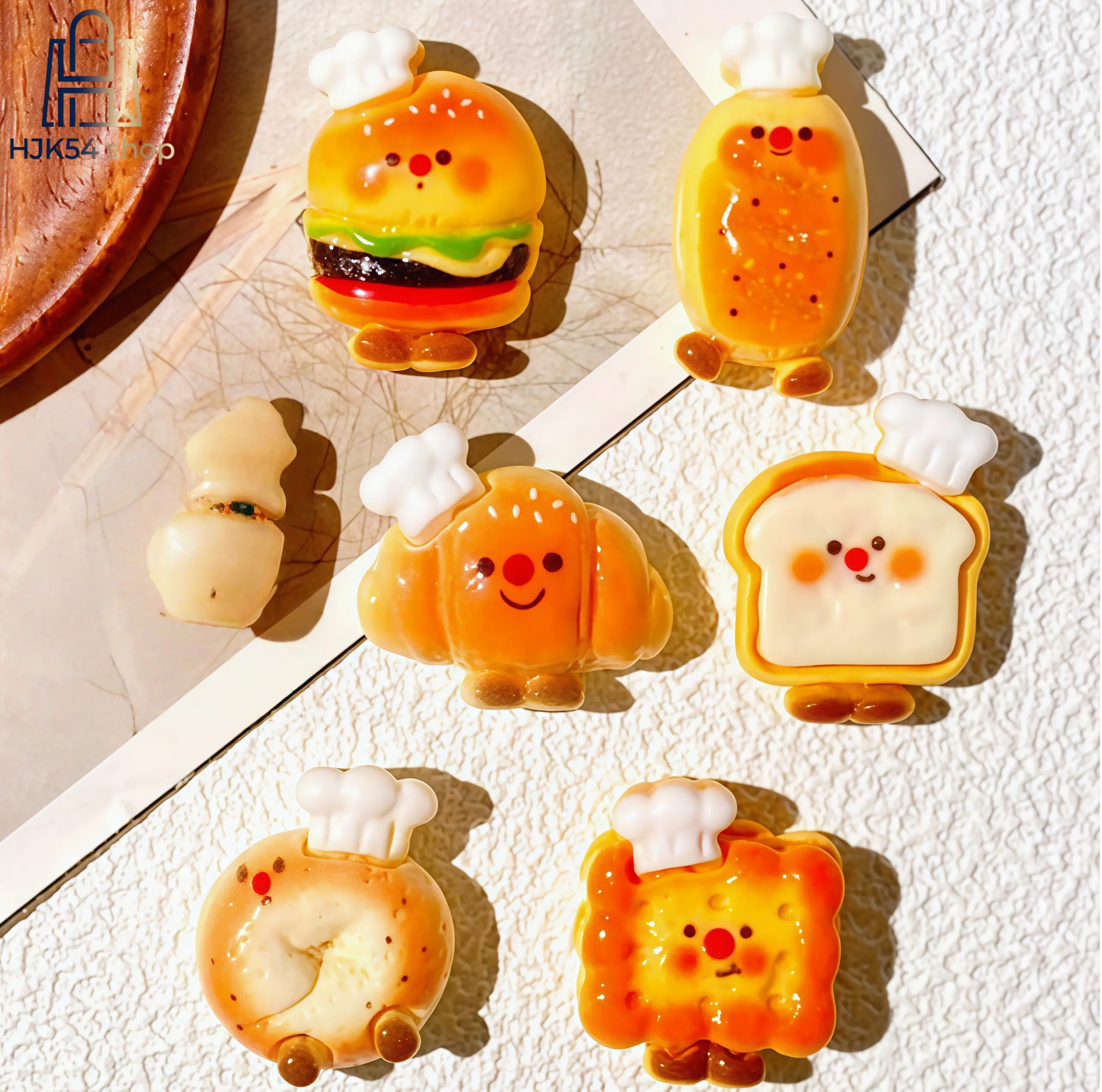 Cute Cartoon Bread Resin Charms, Mini Chef Bakery Themed Flatback Cabochons, Kawaii Hamburger Croissant Toast Bagel Biscuit Embellishments for DIY Crafts Scrapbooking Phone Case Decoration