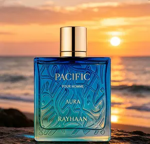 RAYHAAN PACIFIC Aura Pour Homme Men's perfume Aquatic citrus fragrance, 3.4oz100ml, gradual blue-green ripple bottle body, with a sense of sea breeze, suitable for any venue