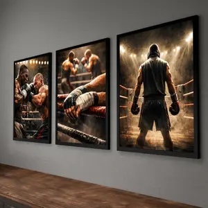 Boxing Wall Art Set of 3 Prints – Motivational Boxing Poster – Boxing Gym Decor – Fighter Wall Art – Sports Print – Man Cave Decor( Unframed-Print Only )