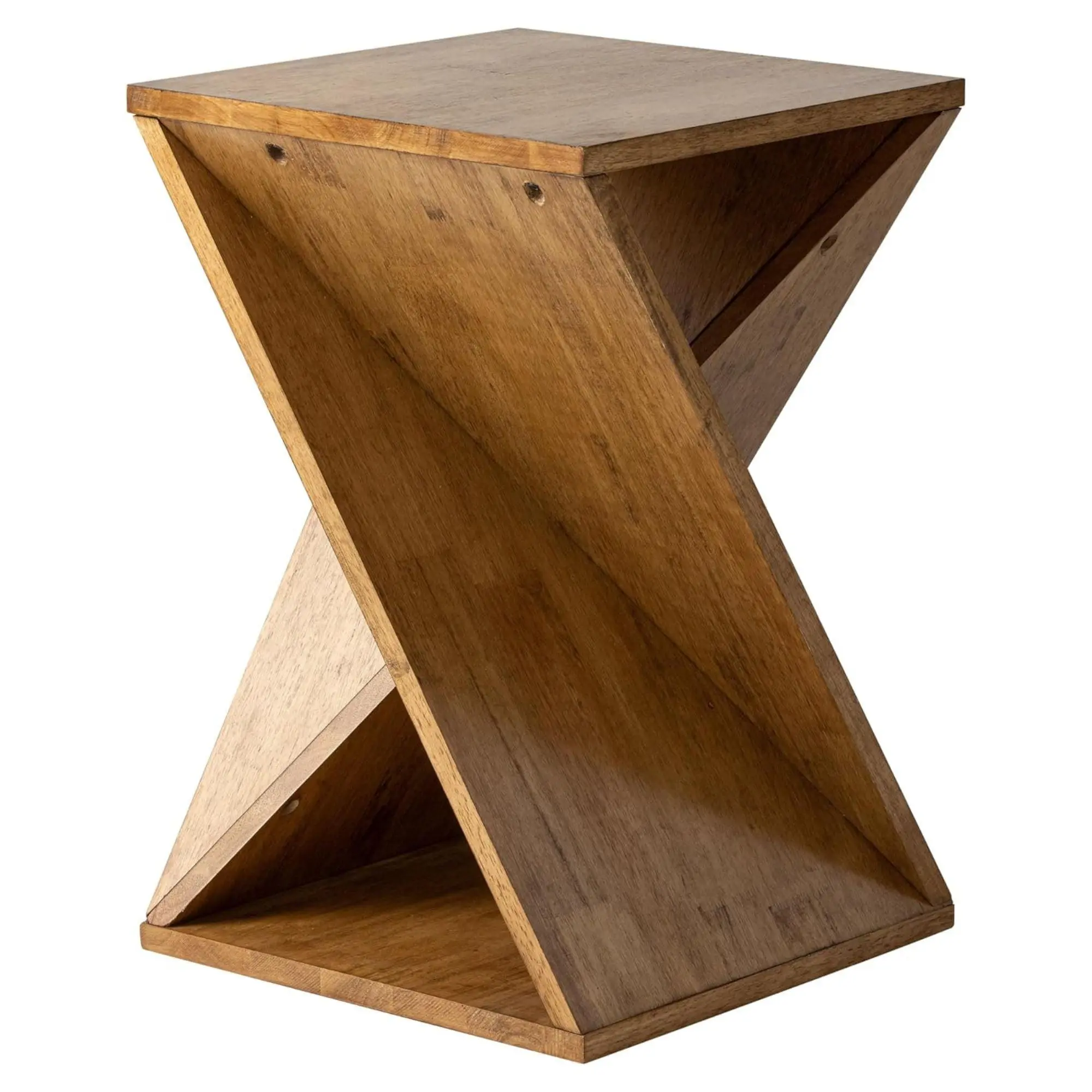 COZAYH Farmhouse End Table, Square Solid Pedestal Design, for Living Room, Brown