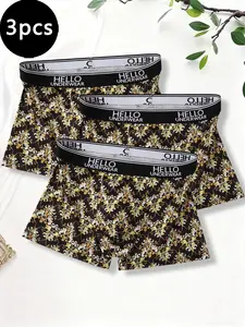 Men's Street Comic Print Briefs (3 Pack), Casual Slim-Fitting Boyshorts, Comfortable Breathable Underwear for All Seasons