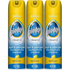 Pledge Everyday Clean Multi Surface Cleaner Aerosol, Dust & Allergen, Lemon, 9.7 oz (Pack of 3)
