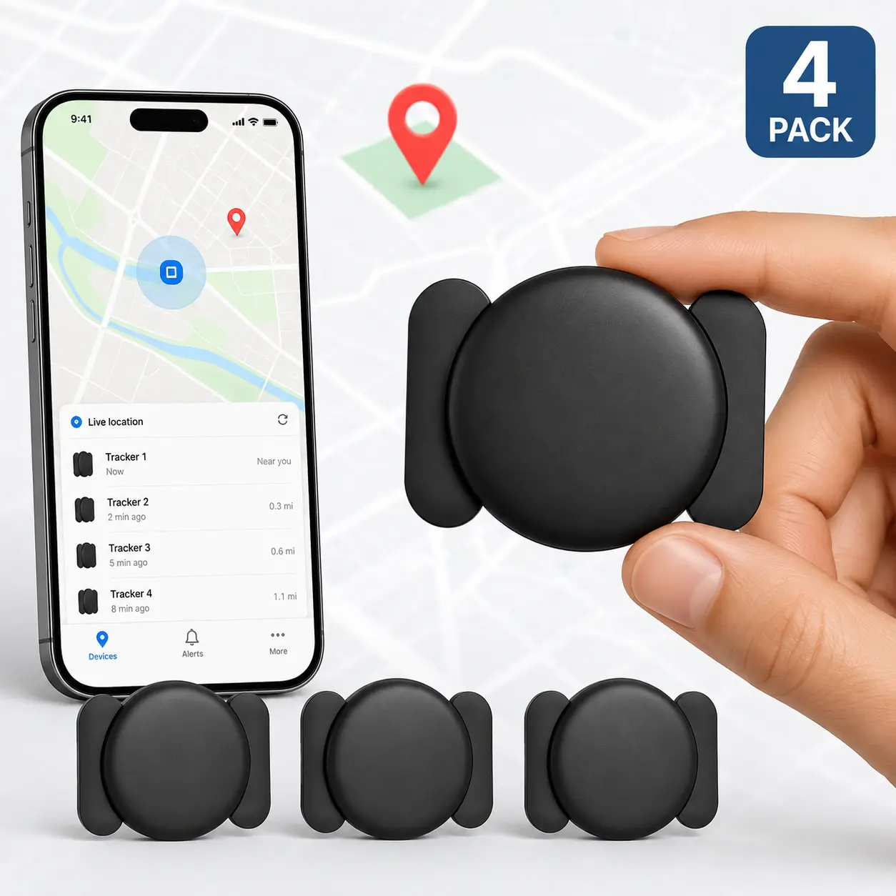 4 Pack Mini Magnetic GPS Car Tracker – Magnetic GPS Tracker for Vehicles, Portable GPS Tracker Anti-Loss Locator Compatible with Apple Find My App