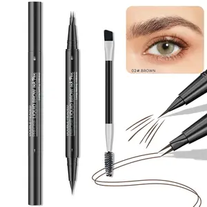Hair-like Eyebrow Pen, 2-in-1 Waterproof Brow Pen with 2 Tip, with Dual-ended Eyebrow Brush, Cosmetic Makeup