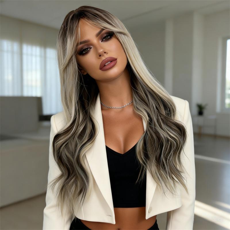 Amazon's best-selling wig, full head hairstyle, wavy curls, heat-resistant fiber, high-temperature silk wig for women