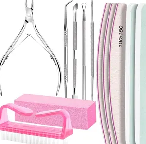 FANDAMEI Nail Care Kit, Nail Files 100/180, Nail Buffer Block, Cuticle Nippers, Cuticle Trimmer, Cuticle Pusher, Nail Tools, Nail Kit, Pedicure & Manicure Tools, Nail Prep Kit, Manicure Kit for Women