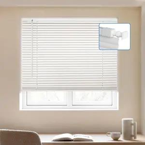 Youngoo No Tools-No Drill Cordless 1" Light Filtering Mini Blinds for Indoor Windows Horizontal Shades with Smooth Lift & Dustproof Slats