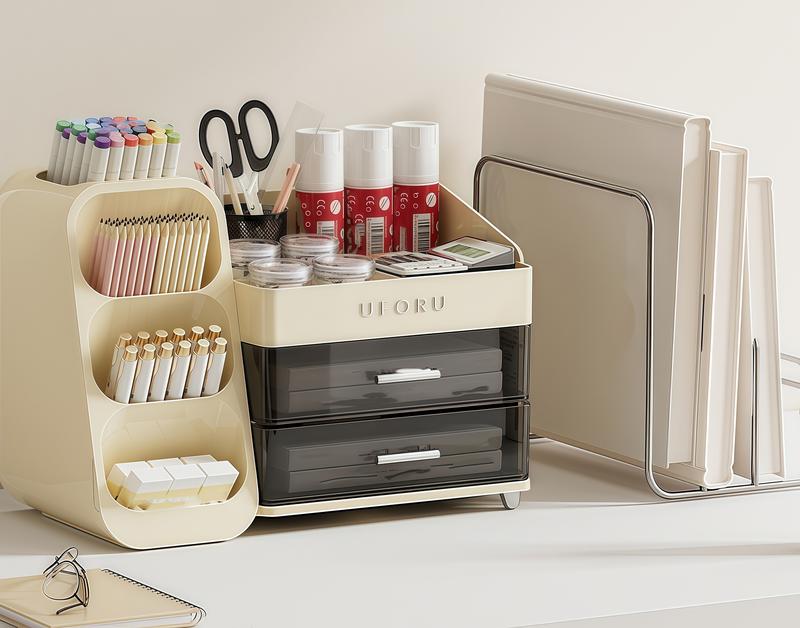 UFORU  Makeup Organizer with Various Compartments All - in - One Cosmetic Organizer with Divided Sections | Keep Brushes, Lipsticks & More Neat