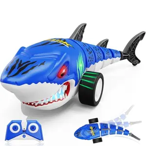 Cool RC Shark Racer, Luminous Red Eyes, 360° Rotation, Mimics Tail Swishing, Packaged with Remote Control/USB Cable/Lithium Battery, Suitable for Kids 6+, Perfect Birthday/Holiday Gift, Requires 2 x AA Batteries (not included).