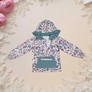 Fashion Girls Hoodie Top Ruffle Camo Hunting Hooded Long Sleeve Zipper Jackets Tops Casual Cozy Sweatshirt