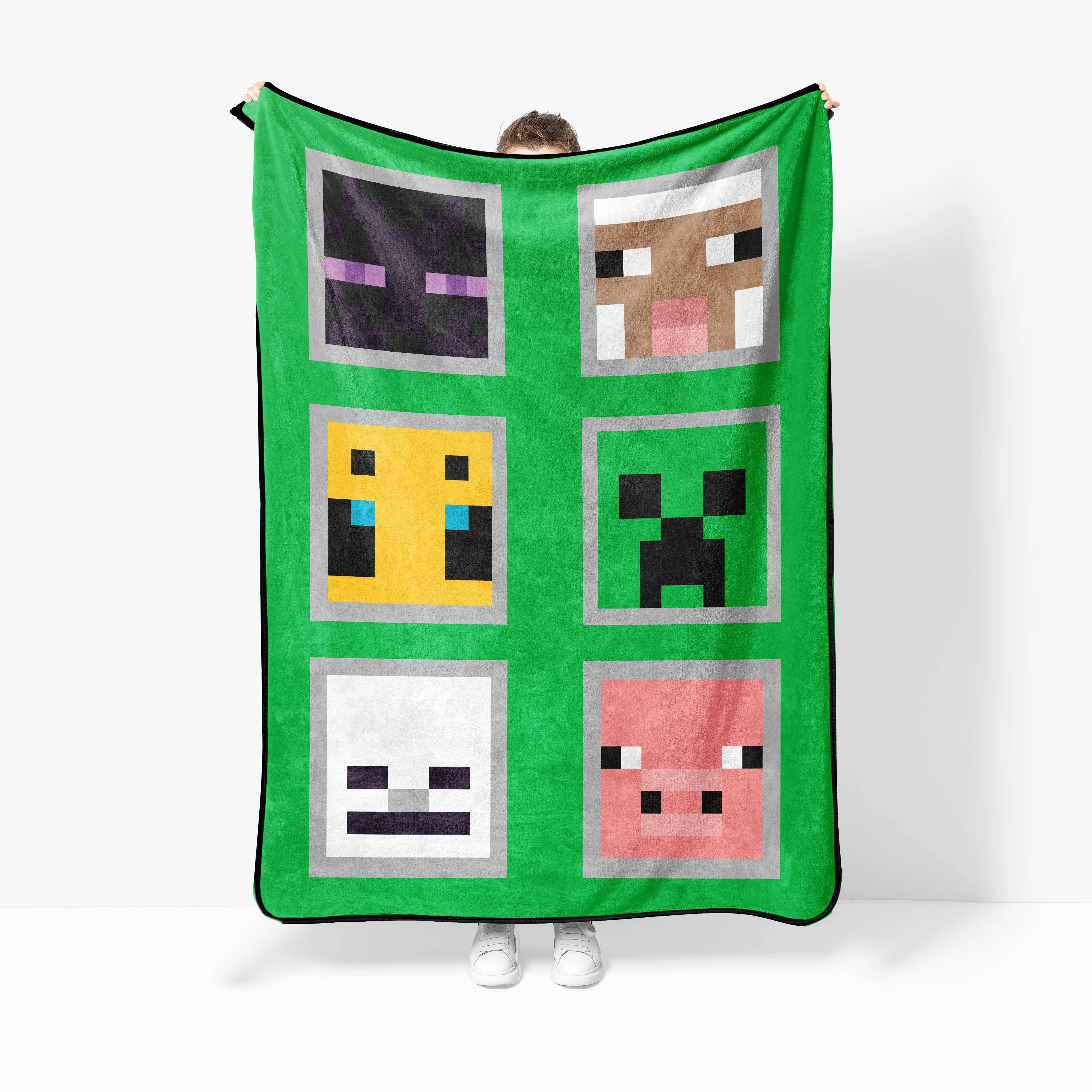 JAY FRANCO Minecraft Sunny Side Up Throw Blanket - Cute Vibrant Prints Soft Textile Blanket for Video Games, Road Trips, Cozy Warm Travel Companion