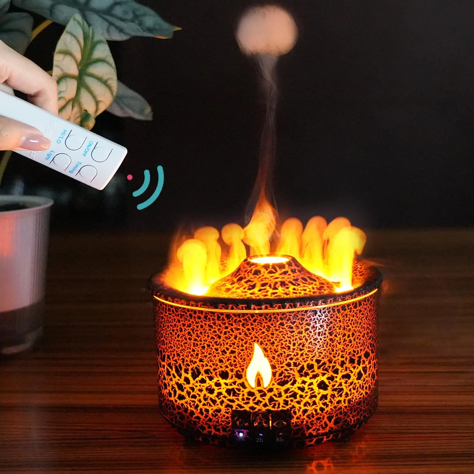 Realistic Volcanic Eruption Portable Aroma Diffuser, 2 Color LED Night Light Air Humidifier with Remote Control, Silent Operation Essential Oil Diffus