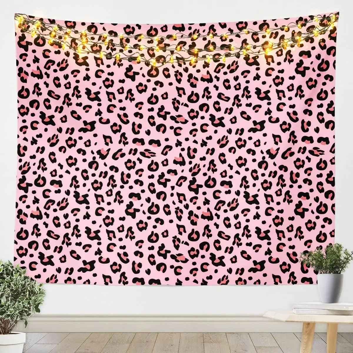 Feelyou Soft Pink Leopard Print Tapestry - Cheetah Print Tapestries, Lightweight Multicolor Africa Wildlife Decor, Medium/Large Sizes, Vivid Look, Cold Wash Safe, Indoor/Outdoor Wall Blanket, Leopard Print Tapestries