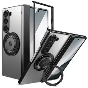 WWH Magnetic Ring Holder Hinge Protection Magsafe Phone Case For Samsung Galaxy Z Fold 7 6 5 4 3 Outer Screen Glass Shockproof Cover