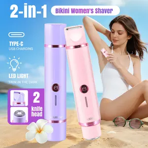 2-in-1 Electric Hair Removal Kit,Dual Head Design Bikini Trimmer for Women,Full Body Hair Removal for Face Arm Legs Underarm,Portable Body Shaver,Ideal Gift for Her