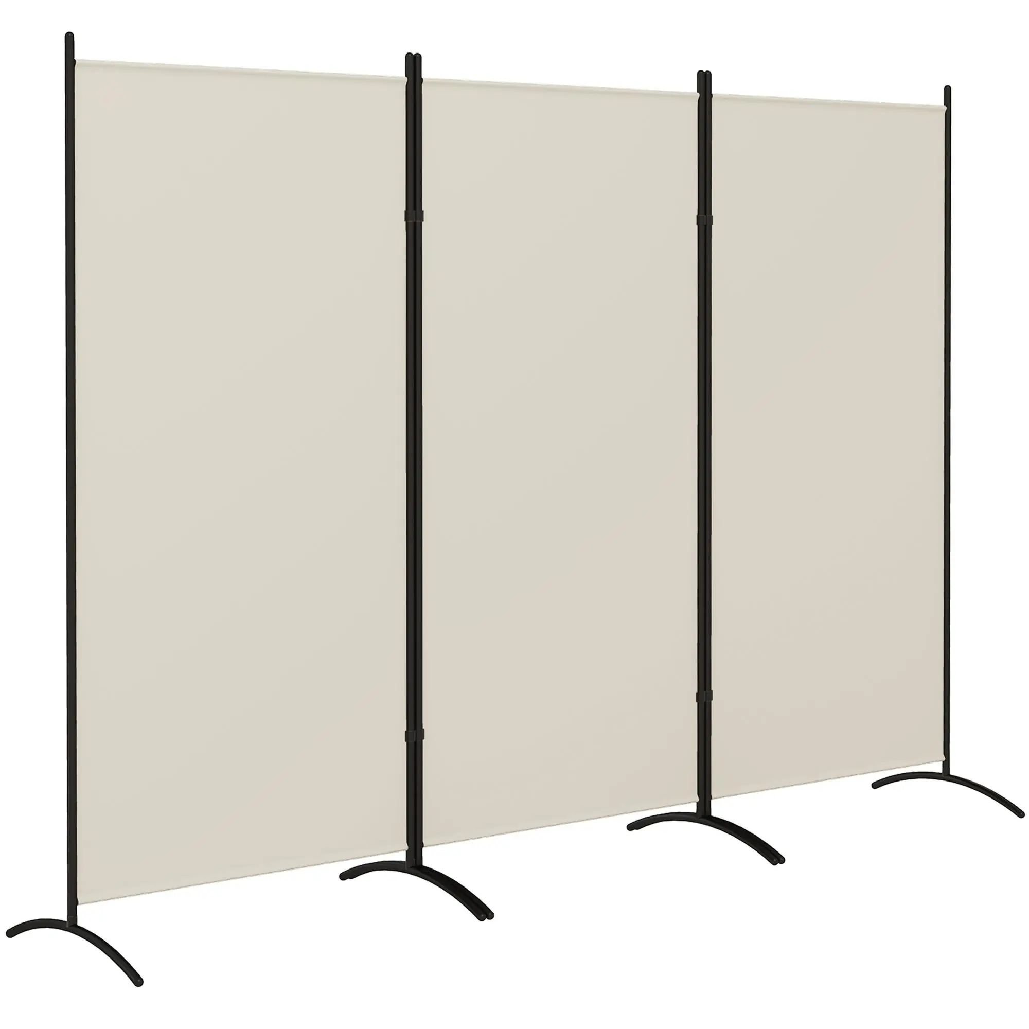 HOMCOM 3-Panel Modern Minimal Adjustable Room Divider - 6 Ft Tall Folding Freestanding Room Partition, Powder Coated Privacy Separator with Simple Assembly for Home, Office, Light Grey Indoor Furniture