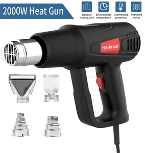 2000W Heat Gun 572°F&1112°F (300℃ & 600℃) Heavy Duty Hot Air Gun With 4 Nozzles, 2 Speed Settings, Soldering Heat Gun Kit For Crafts, Wrap, Shrink Tubing, Paint Stripping