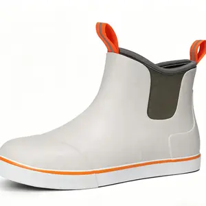 2026 Men's Deck Boots Waterproof Neoprene Rubber Fishing Rain Boots Slip-Resistant Outsole Fashion Breathable Comfortable Ankle Booties for Gardening Boating Camping Sailing