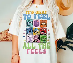 Funny Disneyland Inside Out Shirt, It'S Okay To Feel All The Feels Shirt, Mental Health Tee, Disneyland Inside Out 2 Movie 2024, Magic Kingdom