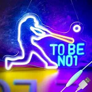 Neon Light LED Sign, Adjustable Baseball Neon Lamp, USB Powered, Ideal for Boy's Bedroom, Club Bar, Birthday Party, Holiday Gift