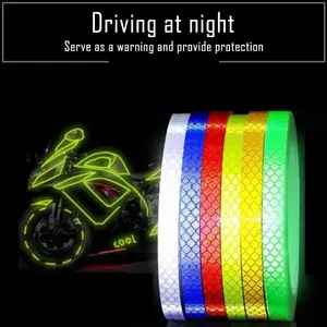 2 pcs Reflective Tape Outdoor Safety Warning Tape for Car Bicycle Motorcycle Rim Self-Adhesive DIY Decoration 1x800cm Roll Decal Tires Vehicle Truck Automotive High Brightness Reflective Film Waterproof UV-Resistant Wear-Resistant Long-Term Outdoor Use