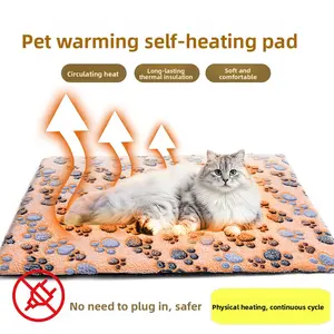 Pet Self-Heating Mat Ultra Soft Warm Dog Cage Mat Non-Slip Insulation Pad for Small to Medium Cats Indoor Outdoor Use Removable Machine Washable