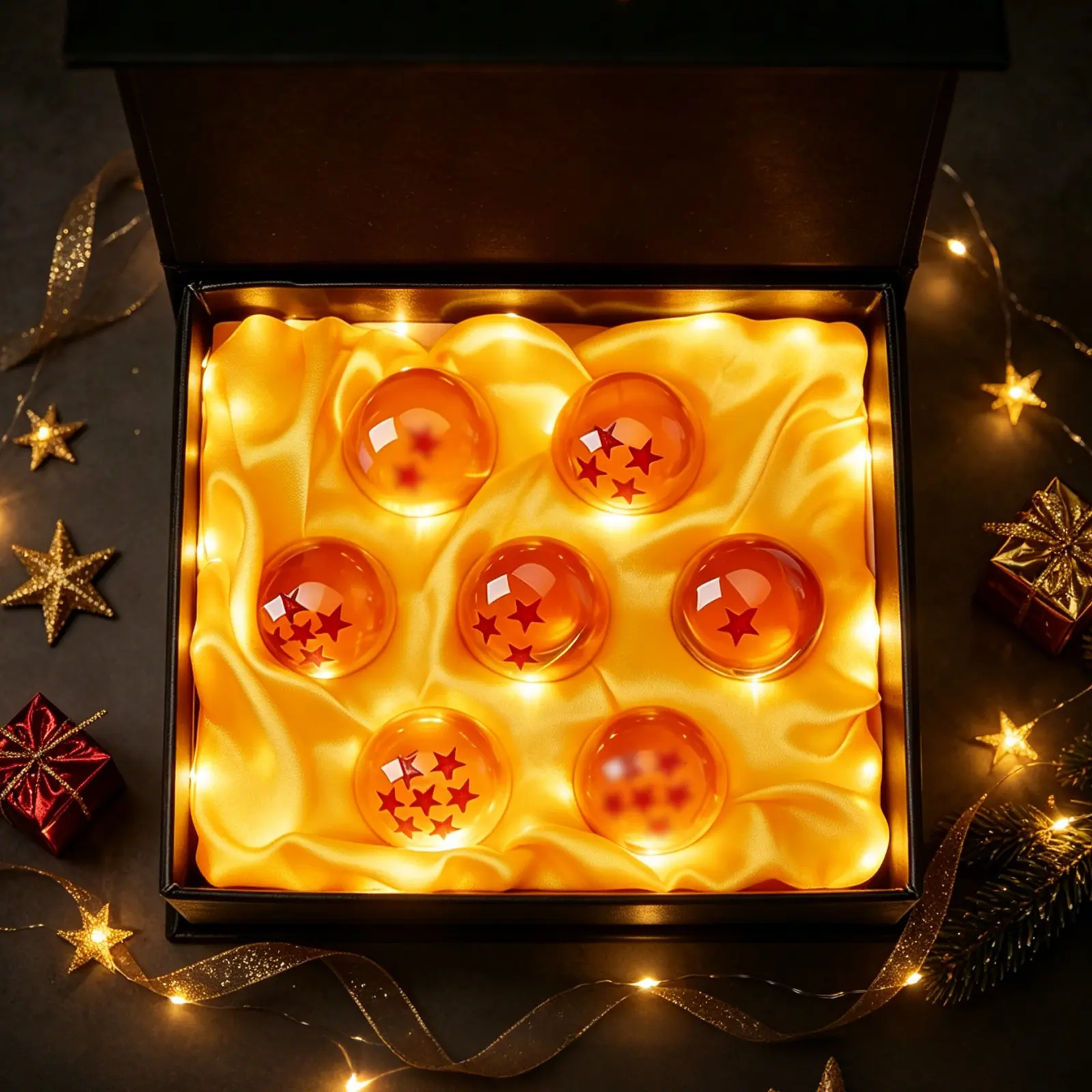 Classic Anime DBZ 4.3cm Smooth Transparent Star Resin Crystal Sphere Decoration Set with Box, Cosplay Supplies, Birthday Festive Decor, Christmas Tree Hanging Ornaments Holiday Gifts