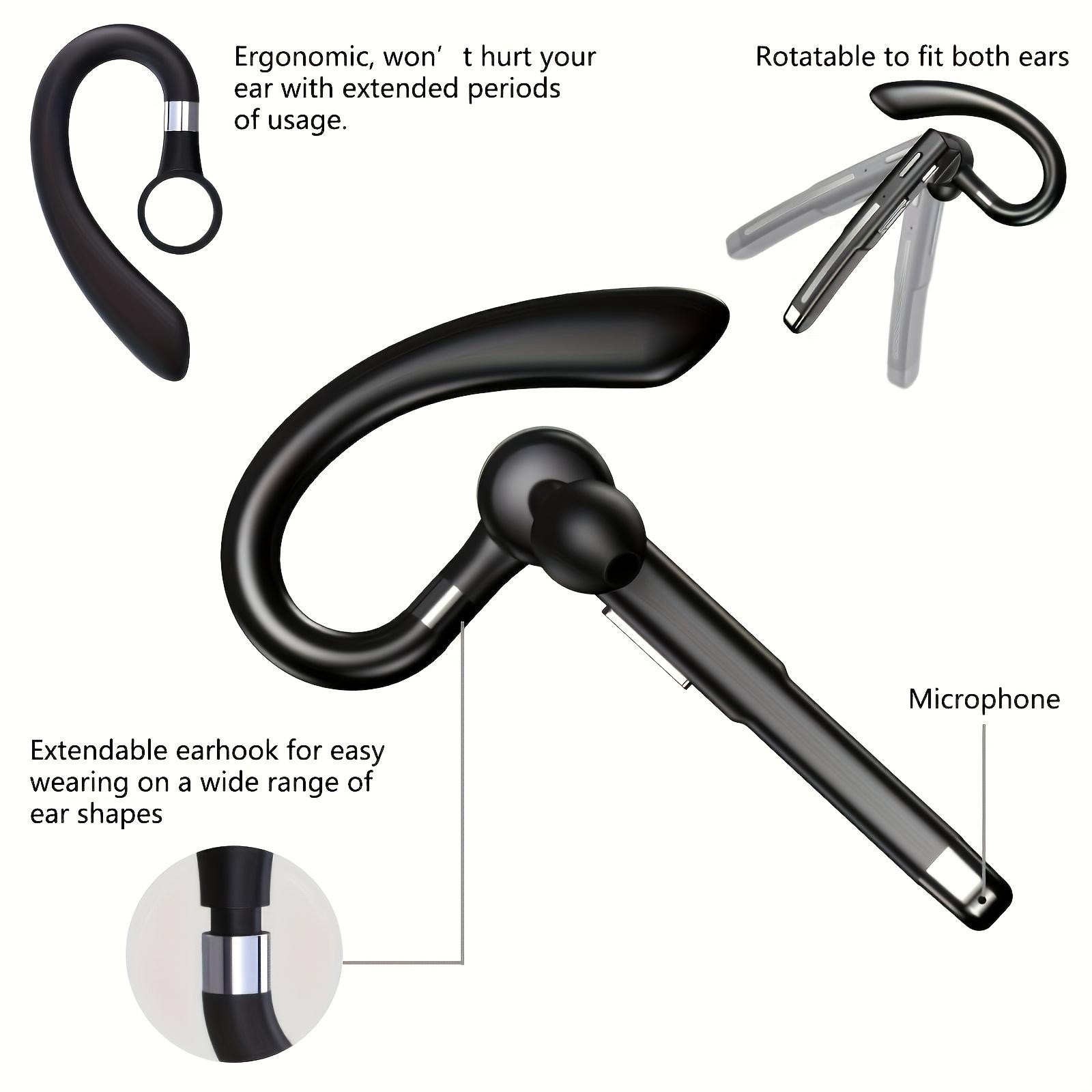 Bluetooth V6.1 Wireless In-Ear Earbuds with Microphone - 24hr Truck Driving Use, 60-Day Standby, Waterproof, 20kHz Audios, Included Cable, Compatible with iPhones, Android Mobile Devices, Samsung Laptops (Black), Includes Cable