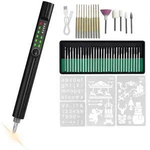 Electric Engraving Pen with Light,40 Pcs Kit,USB Rechargeable Cordless Rotary Tool, Engraving Tool for Artists- for Metal, , Glass and Plastic (Black)