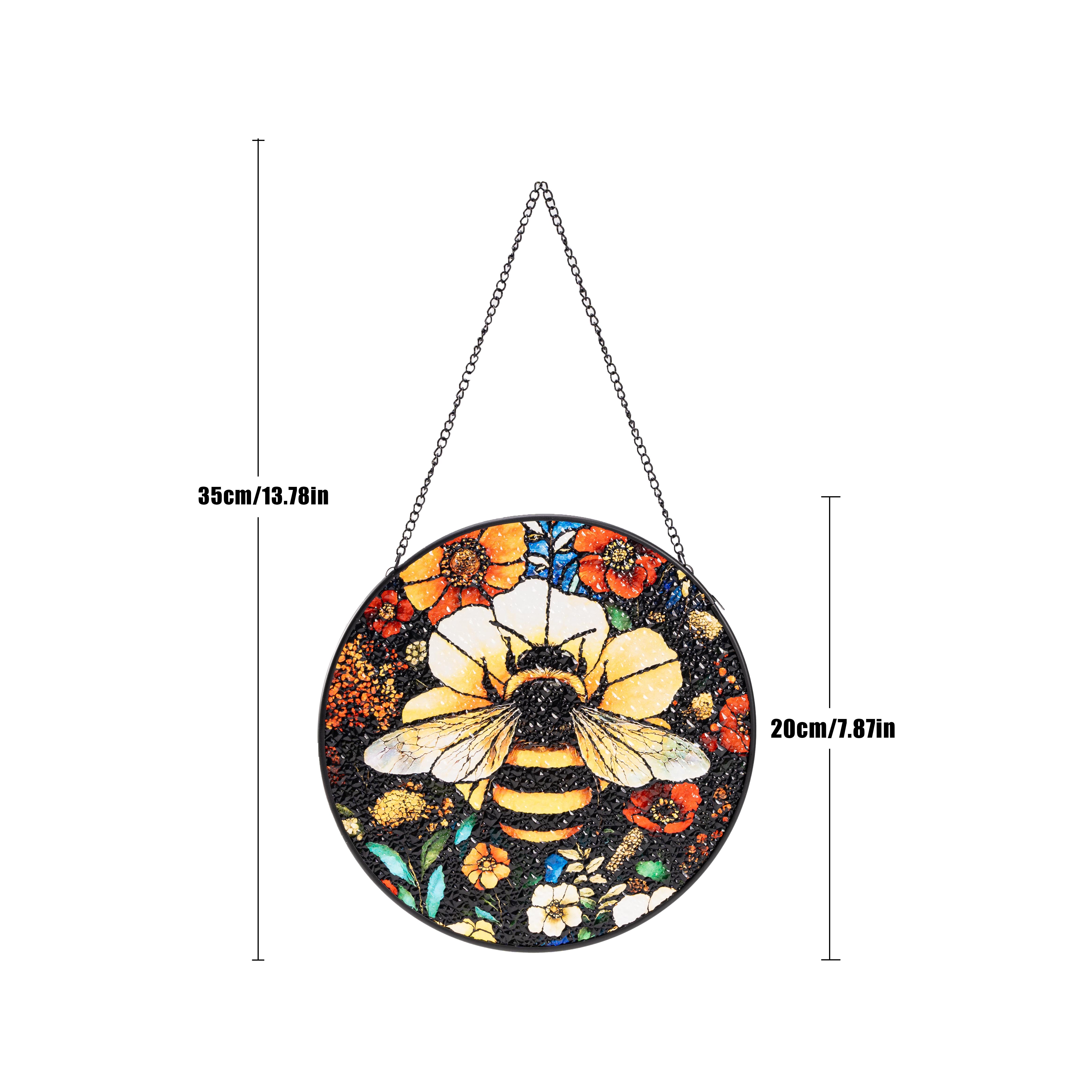 stained glass Hanging Stained Glass for Windows, 20cm/7.87inch Hand-Painted Sun Catcher Garden Hangings Mother's Day Christmas, Valentine's Day Ornaments Festival Gift