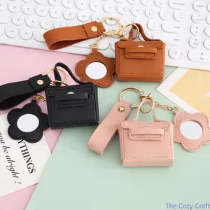 Korean Style Mini Keychain Bag, PU Leather Small Pouch with Mirror, Multi-Functional Earphone & Key Holder, Portable and Trendy Hanging Bag for Travel, Everyday Essentials, Backpack or Purse Accessory