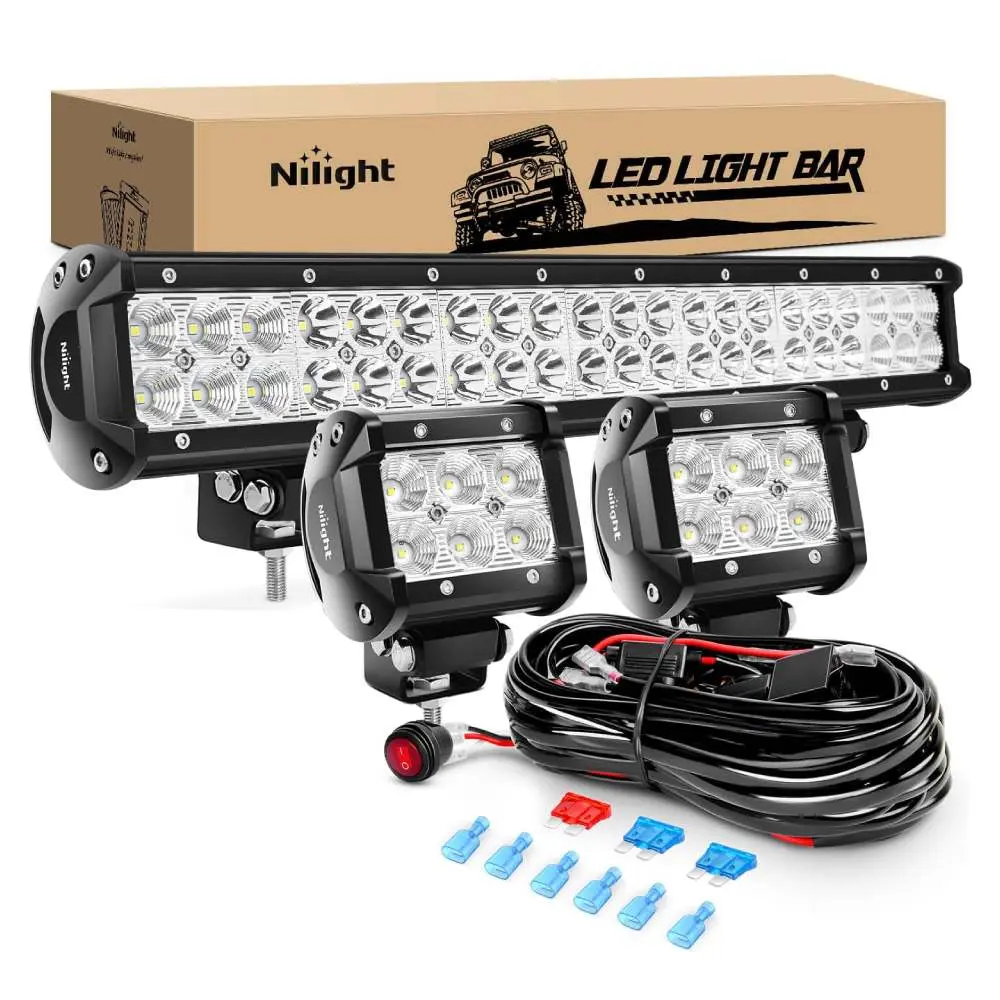 126W Light +2Pcs 18W LED Pods +Wiring Harness
