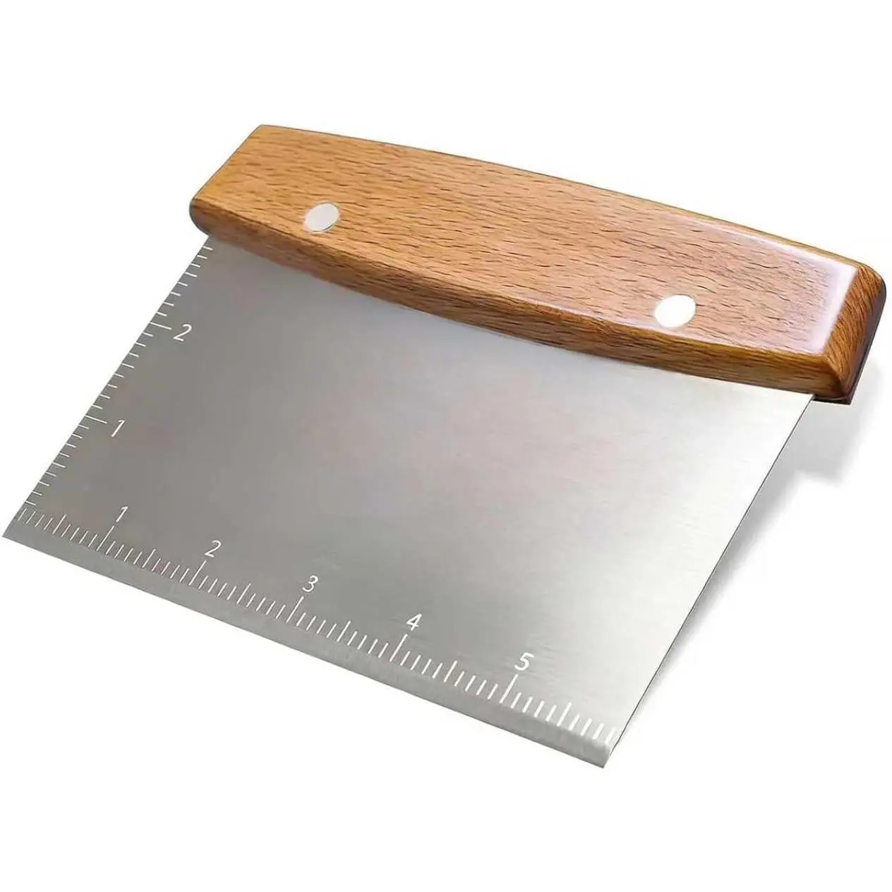 Professional Dough Cutter & Bench Scraper - Ultimate Dough Scraper Tool with Stainless Steel Blade & Wood Handle