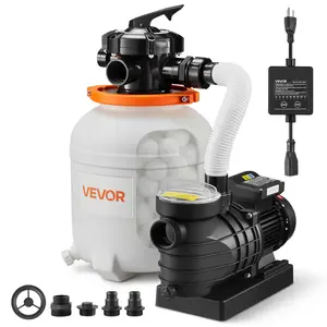 fathersdaygift VEVOR FlashPure Sand Filter Pump, 12 in for Above Ground Pool, 0.5 HP 3000 GPH, Swimming Pool Filter System with Timer, 6X Faster Filtration, Media Installed, Leak-Resistant, Ready to Use Out of Box