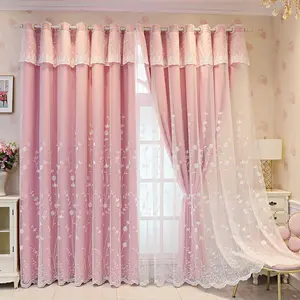 Floral Embroidery Curtain, 1 Count Modern Simple Elegant Curtain, Light Luxury Window Curtain for Home Living Room Bedroom Decor
