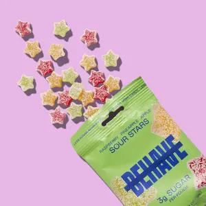 BEHAVE Low-Sugar Sour Candy Stars (6-Pack) - Raspberry, Pineapple, and Apple Flavors - Low Net Carb, Low Calorie, High Fiber - Keto & Diabetic Friendly - Natural Flavoring