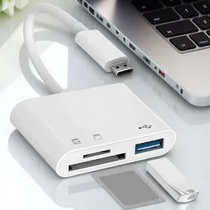 3-in-1 OTG Card Reader Dual Slot USB 3.0 High Speed Type-C Micro Compatible with SD TF for Mobile and Laptop