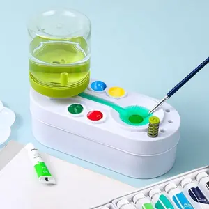 2025 Upgraded  Brush Cleaner Tool Brush Rinser, Watercolor/Oil-Based Paintbrush Cleaners, Painting Station Flush My Brush,  for Artist  Adults and Girls, Pre-Assembled(Green)