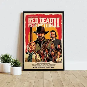 Red Dead Redemption II poster - Arthur Morgan Poster Wall Art, John Marston Dutch Micah Poster, Game Posters, Wild West Cowboy Game Print