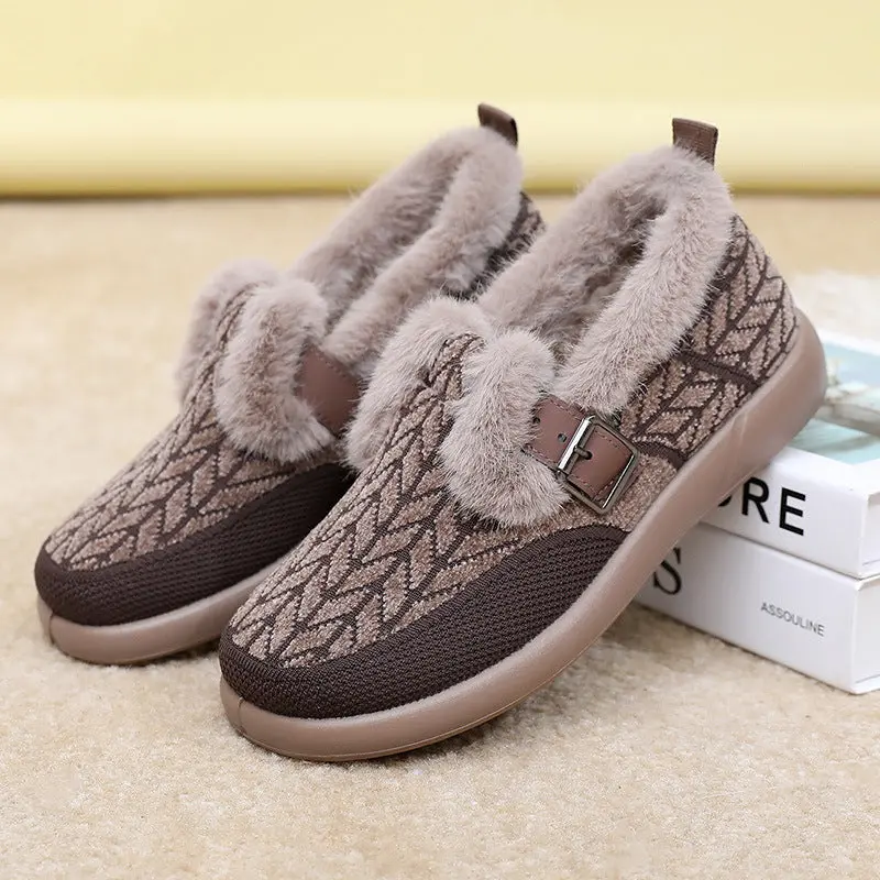 New Womens Fleece-lined Extra-thick Insulated Cotton Shoes