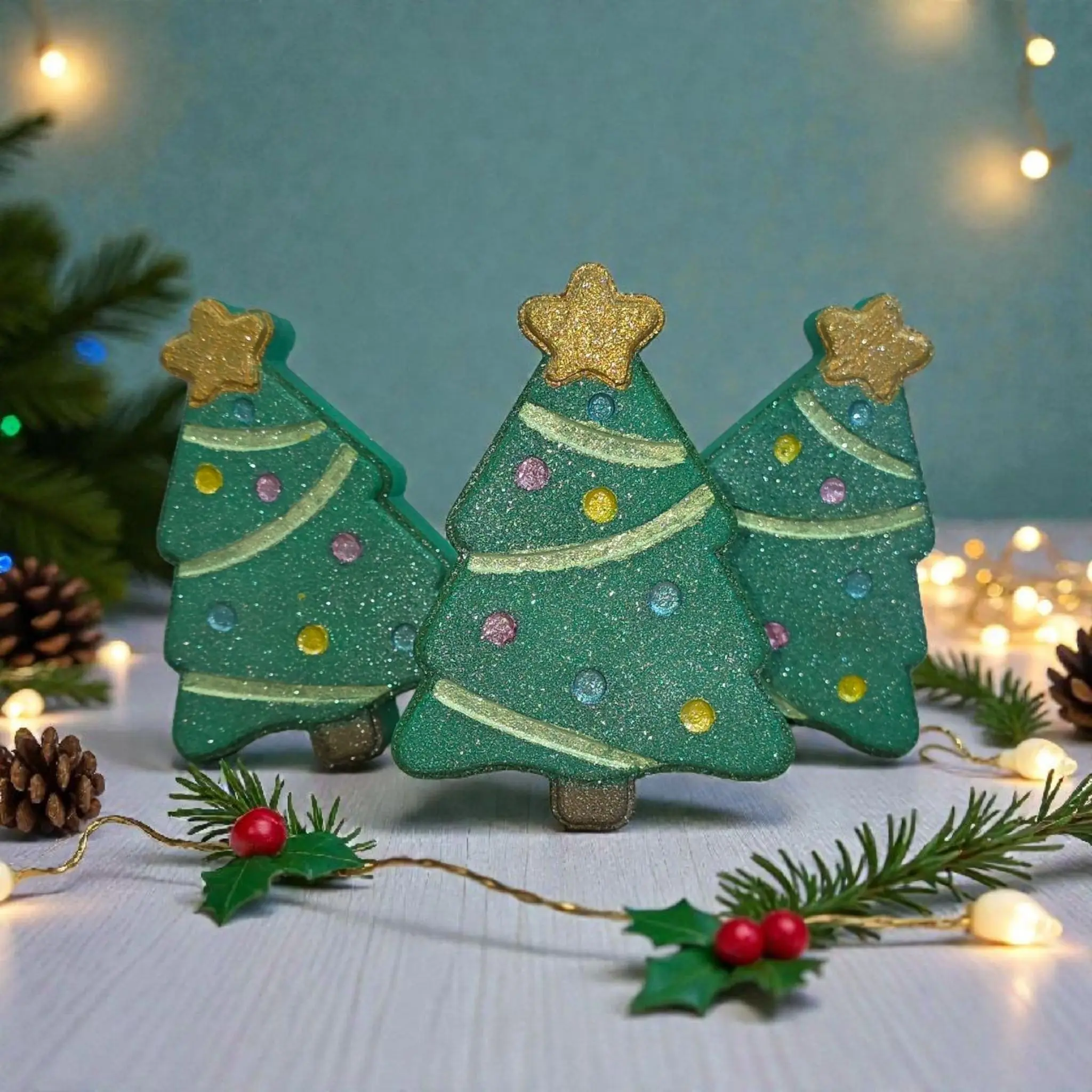 Christmas Holiday Tree Bath Bomb, Soaps By Lela, Foamy Bubbly Colorful, Bath Time Fun